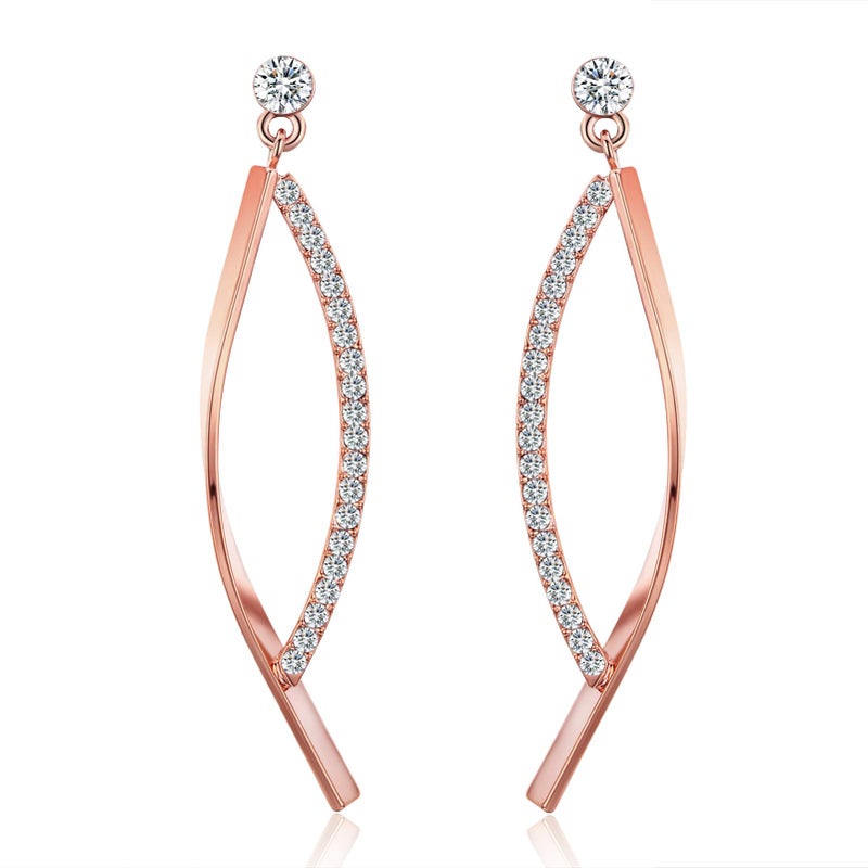 SBLING 18K Rose Gold Plated Cubic Zirconia Drop Earrings - Image 1